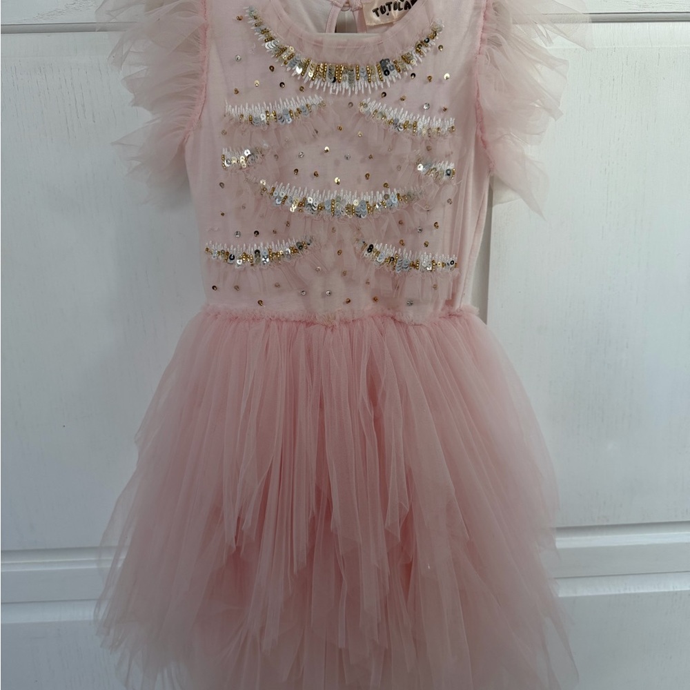Pink Tutu Dress with Gold Accents